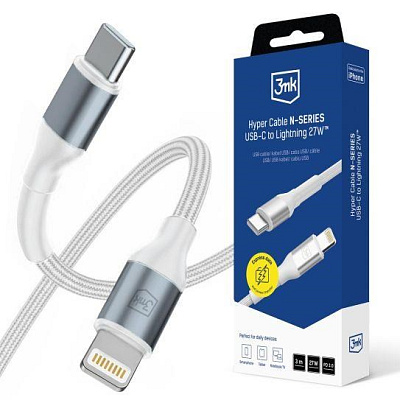 3mk Hyper Cable N-SERIES C to Lightning 3m PD 3.0 9V/3A 27W White
