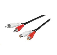 PREMIUMCORD Kabel prodlužovací audio 2x Cinch - 2x Cinch (RCA, M/F) 2m