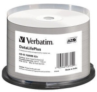 VERBATIM CD-R(50-pack) spindl, AZO 52X,700MB,WHITE WIDE PRINTABLE SURFACE NON-ID