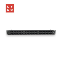 LYNX 19" patch panel 48-port, UTP Cat6, 50µ, nestíněný, černý