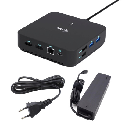 i-tec USB-C DP Dual HDMI Docking Station, PD 100W + Universal Charger 100W