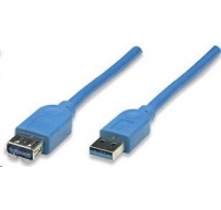 MANHATTAN Kabel USB 3.0 A-A prodlužovací 1m, modrý