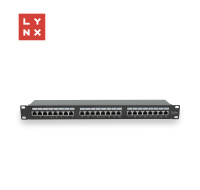 LYNX 19" patch panel 24-port, FTP Cat5e, 50µ, stíněný, černý