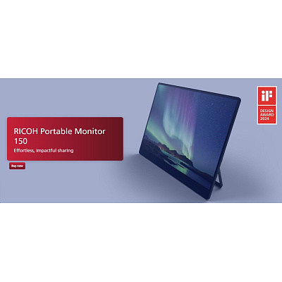 RICOH Portable LCD 150 15.6" 16:9 1920x1080 OLED 1ms 100,000:1 10-point Multi-Touch USB-C Powered, Ultra-Lightweight
