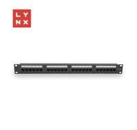 BAZAR - LYNX 19" patch panel 24-port, UTP Cat6, 50µ, nestíněný, černý - POŠKOZENÝ OBAL