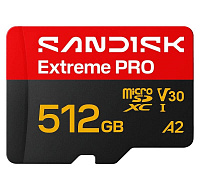 SanDisk micro SDXC Extreme PRO 512GB UHS-I U3 (250R/170W MB/s, UHS-I U3 V30) + adaptér
