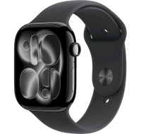 Apple Watch Series 11 GPS + Cellular 42mm Jet Black Aluminium Case with Black Sport Band - S/M