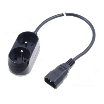 Prodlužovací přívod 2x230V pro UPS (IEC320-C14), 30cm