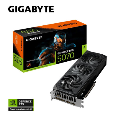 GIGABYTE VGA NVIDIA GeForce RTX 5070 WINDFORCE 12G, 12G GDDR7, 3xDP, 1xHDMI