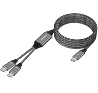 PREMIUMCORD Nabíjecí kabel USB-C, 2xUSB-C na USB-C, 100W, 1m, černá