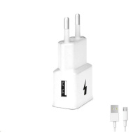 WG - Síťová nabíječka 1x USB-A, Quick Charge 3.0, 5V-9V-12V + kabel USB-A na Micro USB, white