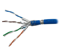 FTP kabel PlanetElite, Cat6A, drát, 4pár LS0H, Dca, modrý, 100m