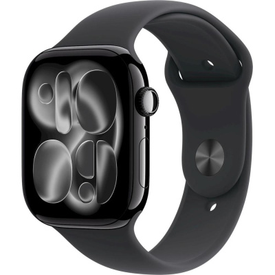 Apple Watch Series 11 GPS + Cellular 42mm Jet Black Aluminium Case with Black Sport Band - M/L