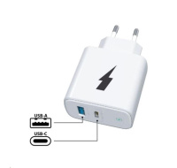WG - Síťová nabíječka 2x USB 38W, 1x USB-C PD 20W + 1x USB-A QC 3.0 18W, bílá