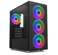 1stCOOL skříň RAINBOW 4, Mid Tower, AU, USB 3.0, 4x 120mm RGB Fan, černá