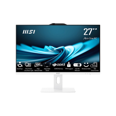 MSI PC AiO PRO AP272P 14M-606XEU, i5-14400, 27" FHD, Anti-Glare, Non-touch, 8GB, 512GB SSD, N/A, No OS, White