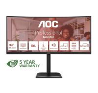 AOC MT 34" CU34E4CV - 3440x1440,VA,120Hz,HDR10,2xHDMI,DP,USBhub,USB-C,RJ45,repro,Zakřivený