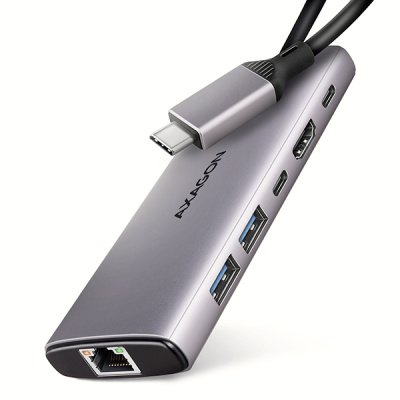 BAZAR - AXAGON HMC-6G2L, USB 10Gb/s hub, 2x USB-A, 1x USB-C, HDMI 4k/60, RJ-45, PD 100W, kabel USB-C 15cm - Po opravě