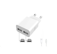 WG - Síťová nabíječka 2x USB-A 2,4A , Smart IC + kabel USB-A na Lightning, white