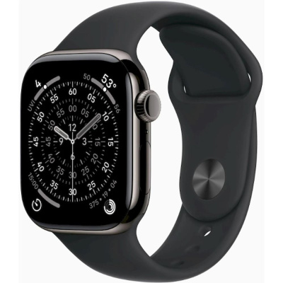Apple Watch Series 11 GPS + Cellular 42mm Slate Titanium Case with Black Sport Band - M/L