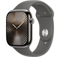 Apple Watch Series 10 GPS + Cellular 42mm Natural Titanium Case with Stone Grey Sport Band - M/L