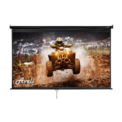 Nástěnné projekční plátno AVELI, 204x115cm (16:9) 92", černý tubus