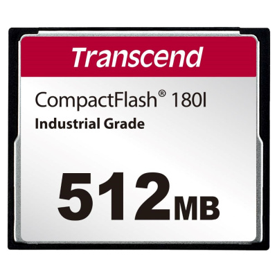 TRANSCEND CompactFlash Card CF180I, 512MB, SLC mode WD-15, Wide Temp.