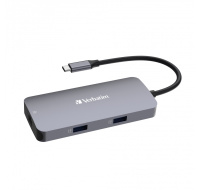 VERBATIM Hub USB-C Pro Multiport 5 Port, 2x USB 3.2, 1x USB-C, HDMI, RJ45, šedá