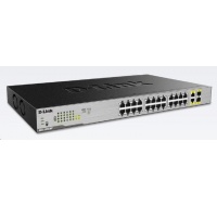 D-Link DGS-1026MP 26-Port Gigabit PoE Switch, 24x gigabit PoE RJ45, 2x gigabit RJ45/SFP, PoE budget 370W