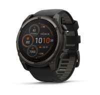 Garmin - fenix 8 Solar Sapphire - 51 mm - Carbon Gray DLC Titanium with Black | Pebble Gray Silicone Band, EU