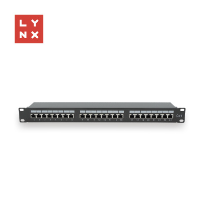 LYNX 19" patch panel 24-port, STP Cat6, 50µ, stíněný, černý