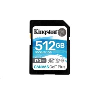 Kingston SDXC karta 512GB Canvas Go! Plus, R:170/W:90MB/s, Class 10, UHS-I, U3, V30