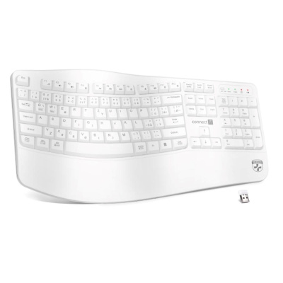 CONNECT IT FOR HEALTH Ergonomická klávesnice ErgoOffice, Bezdrátová, CZ+SK, bílá