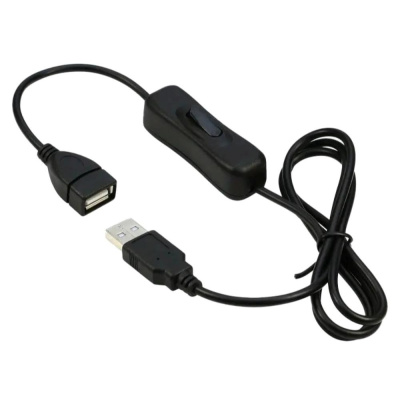 PREMIUMCORD Prodlužovací kabel USB 2.0 s vypínačem, 1m, černá