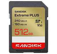 SanDisk SDXC karta 512GB Extreme PLUS (R240/W160 MB/s Class 10, UHS-I U3 V30)