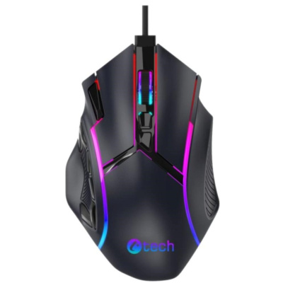 C-TECH Herní myš Akali, 12800 DPI, RGB podsvícení, USB, Černá