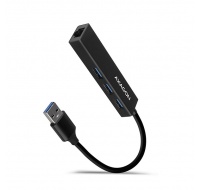 AXAGON HMA-GL3A, USB 3.2 Gen 1 hub, porty 3x USB-A + Gigabit Ethernet, kovový, kabel USB-A 20cm