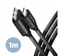 AXAGON BUMM3-CM10AB, SPEED kabel Micro-B USB <-> USB-C, 1m, USB 3.2 Gen 1, 3A, ALU, tpe, černý