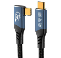 PREMIUMCORD Kabel USB4™ Version2.0 80Gbps 16K@60Hz 240W Thunderbolt 3 a 4 kabel zahnutý 1m