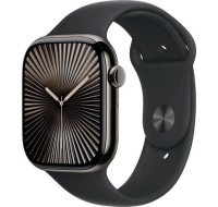 Apple Watch Series 10 GPS + Cellular 42mm Slate Titanium Case with Black Sport Band - M/L