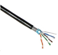 POŠKOZENÝ OBAL - FTP kabel LYNX Cat5E, drát, dvojitý venkovní PE+PVC, černý, 305m cívka - BAZAR