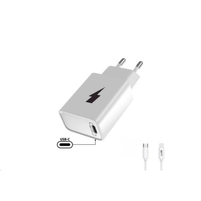 WG - Síťová nabíječka 1x USB-C, PD 20W + kabel Type-C na Lightning MFI, white