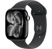BAZAR - Apple Watch Series 11 GPS 42mm Jet Black Aluminium Case with Black Sport Band - S/M - rozbaleno