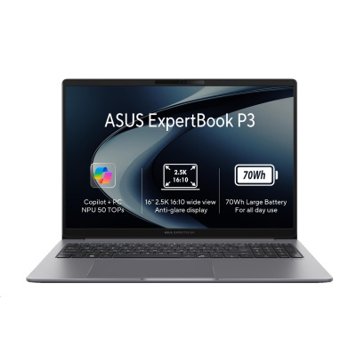 ASUS NTB ExpertBook P3 (P3405CVA-LY0012X), i7-13620H, 14" 1920 x 1200, 32GB, 1TB SSD, UHD, W11 Pro, Gray
