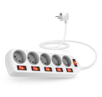 CONNECT IT prodlužovací kabel 230V, 5 zásuvek, 2m, s vypínači, bílá