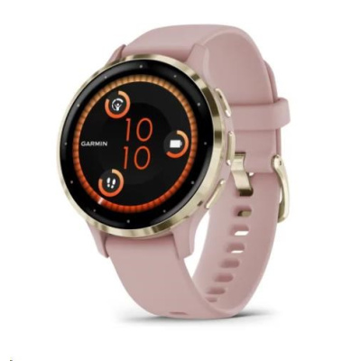 BAZAR - Garmin Venu® 3S, Nerezová luneta Soft Gold, pouzdro Dust Rose, silikonový řemínek - rozbaleno