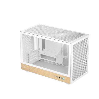 DEEPCOOL Case CH260 WOOD WH, mATX, Průhledná bočnice, bílo-dřevěná