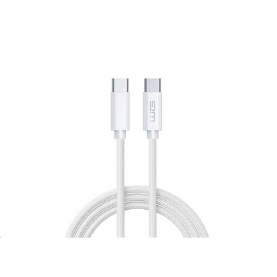 WG - Datový kabel Type-C (male) na Type-C (male), 1 metr, 3 A, cotton ECO, bílá