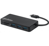 MANHATTAN USB-C Hub 3-port USB 3.2 Gen 1 Hub se čtečkou karet