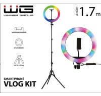 WG - Vlog Kit základní sada pro natáčení video blogů, s RGB LED světlem a tripodem 1,7 metru